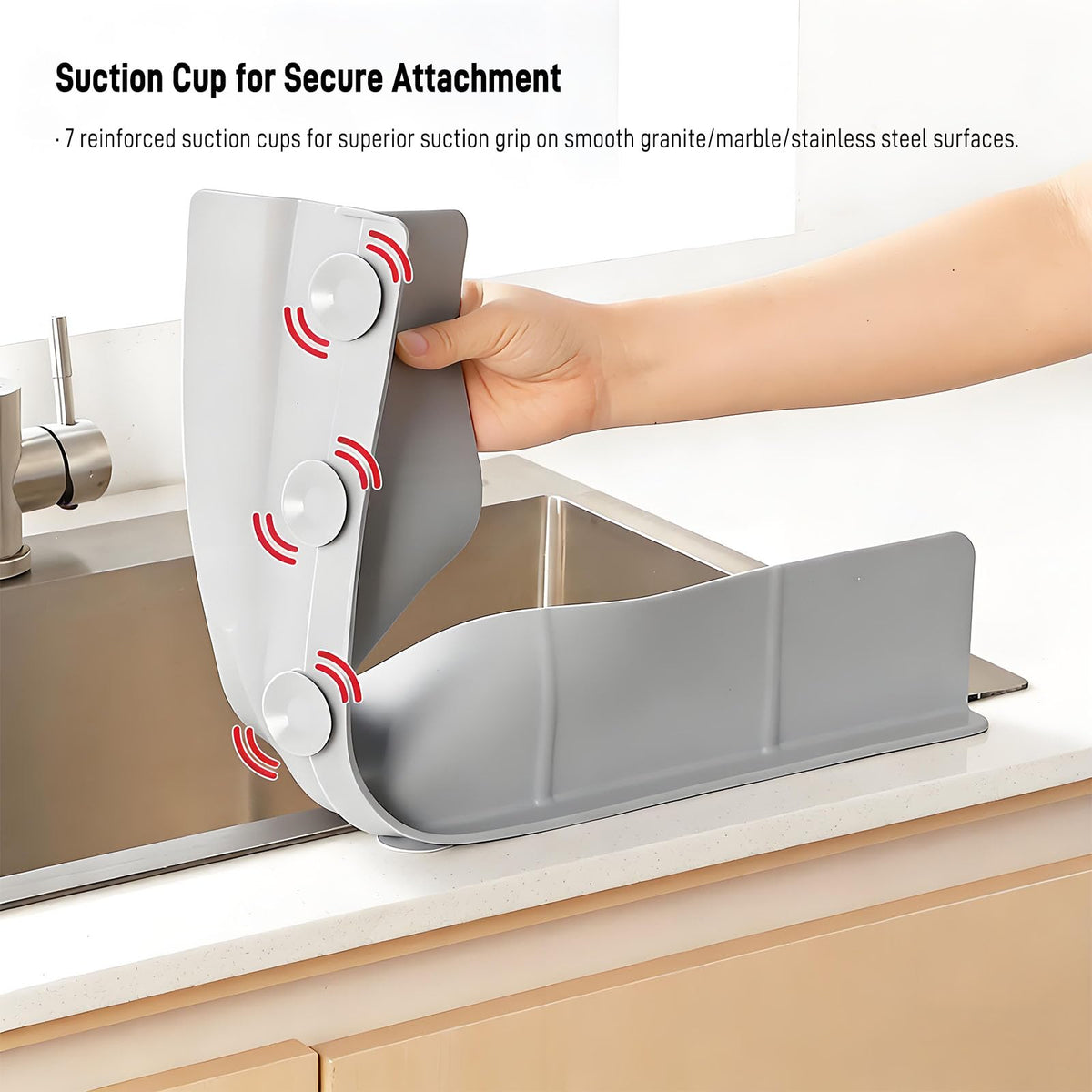 23-inch Silicone Sink Splash Guard - Strong Suction Water Barrier for RV Sinks, Pet Bathing,and Small Kitchens - Self-Draining Design, Dishwasher-Safe