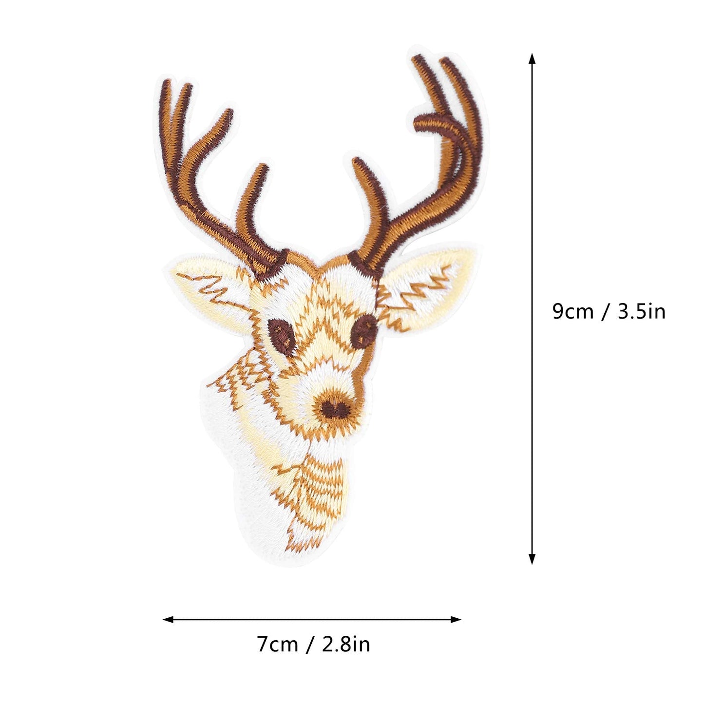 Fdit 12Pcs Delicate Sika Deer Head Patches Embroidered Cute Aesthetic Deer Embroidery Patches Iron on Patch Sew On Applique Patch Custom Backpack Patches for DIY Clothing Luggage
