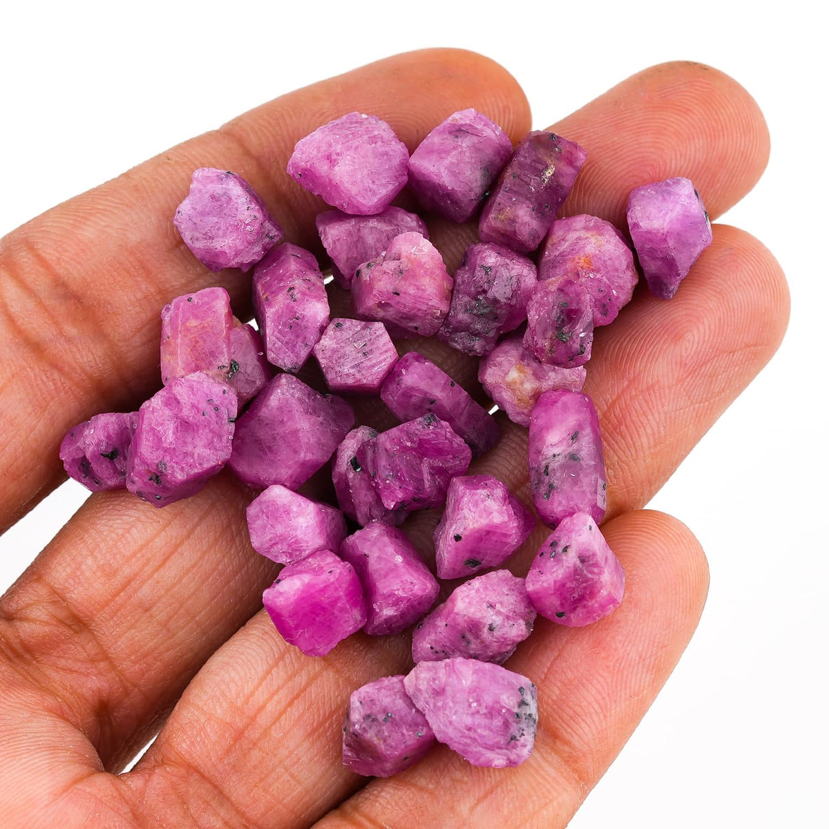 GEMKORA 10pcs Natural Ruby Stone, Birthstone, Raw Crystals, Jewelry Making Rough Supply, Wholesale Bulk Gemstones (6 to 10mm Size)