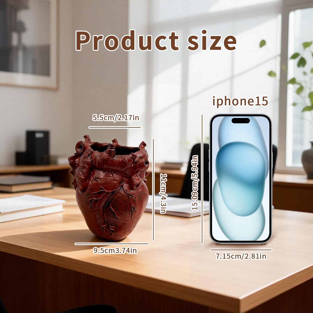 MealFlow Pro Anatomical Heart Pencil Holder, Resin Organ-Shaped Pen Cup Desk Organizer Decor, Makeup Brush Holder, Compact Desk Accessories Gift, Pen Holder for School, Office(RED)