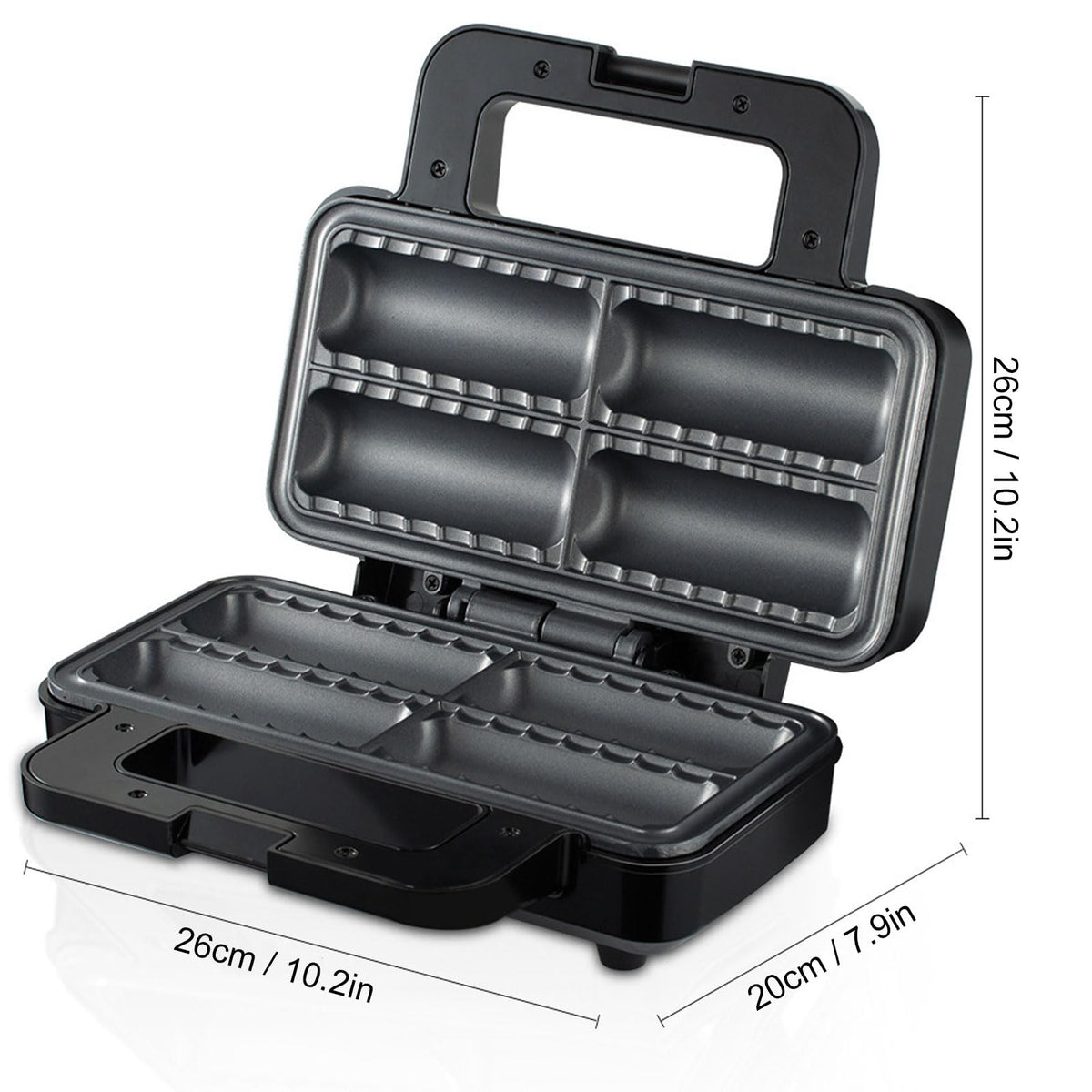 Sausage Roll Maker,800W Double Sided Heating Plates Non Stick Pie Maker Hot Dog Bread Rolls Maker Breakfast Machine for Make 4 Breakfast Sausage Rolls Snacks