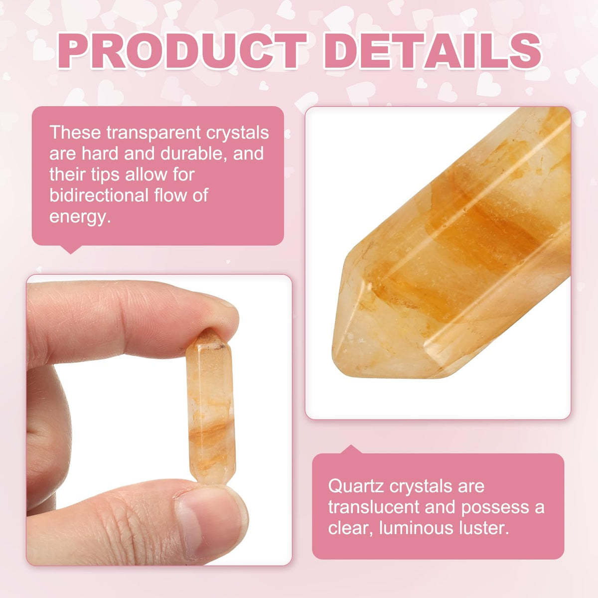 MECCANIXITY 10 Pack Yellow Agate Quartz Crystals, Polished Crystals Bulk Hexagonal Shaped Meditation Gemstone for Jewelry Making Energy Balance Accessories Gifts