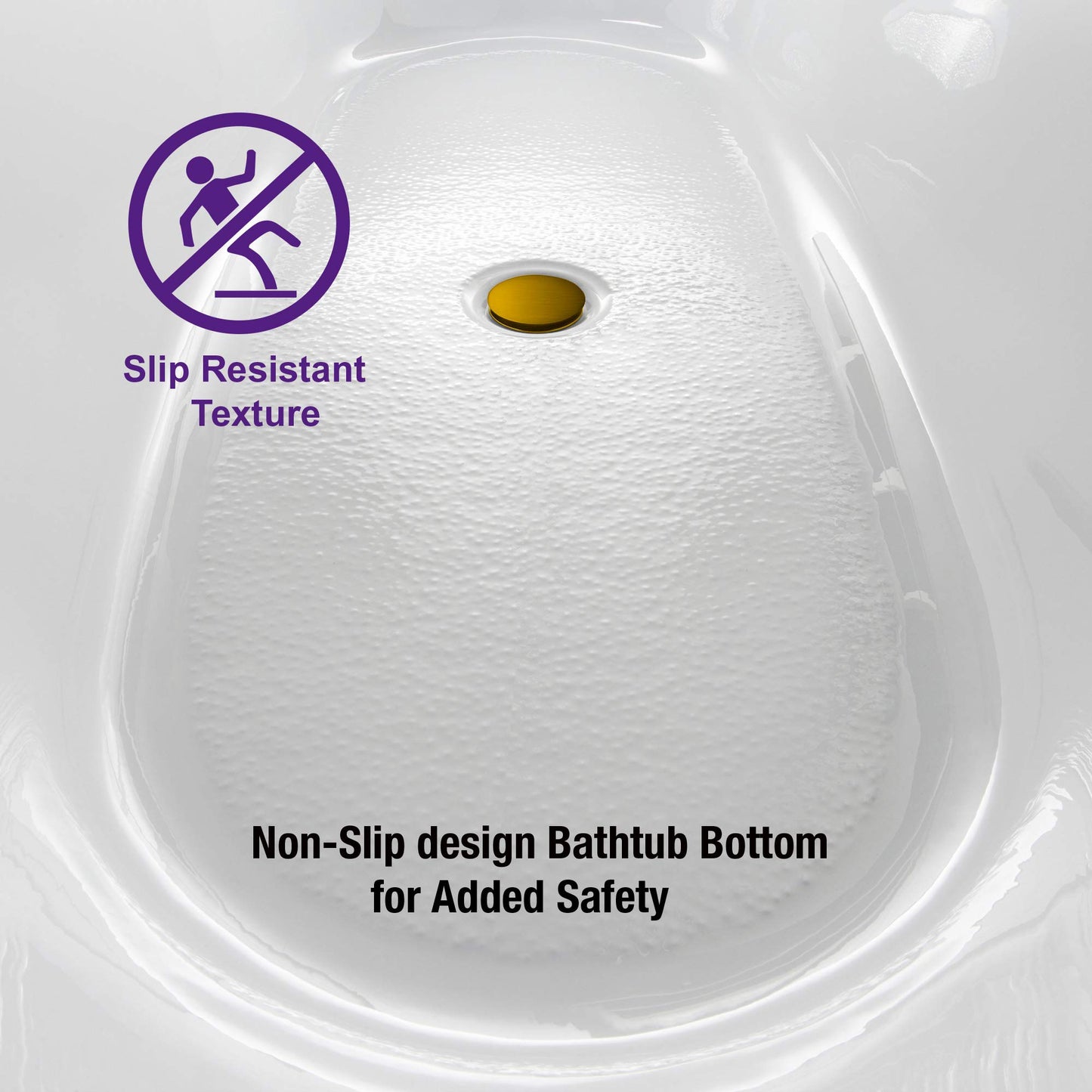 WOODBRIDGE 67" Acrylic Freestanding Bathtub Contemporary Soaking White Tub with Brushed Gold Overflow and Drain，B0013-BG