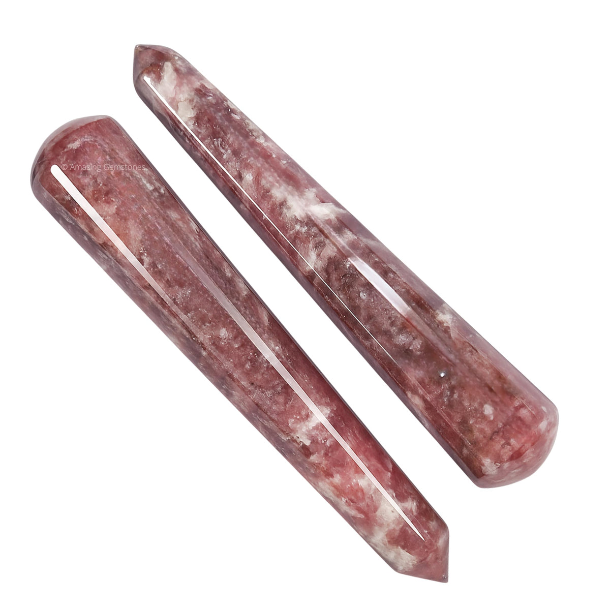 Amazing Gemstone Lepidolite Crystal Wand Massage Stick - Pelvic Wand Gua Sha for Adults - Crystals and Healing Stones Massage Wands for Adults Gifts (Pointed)