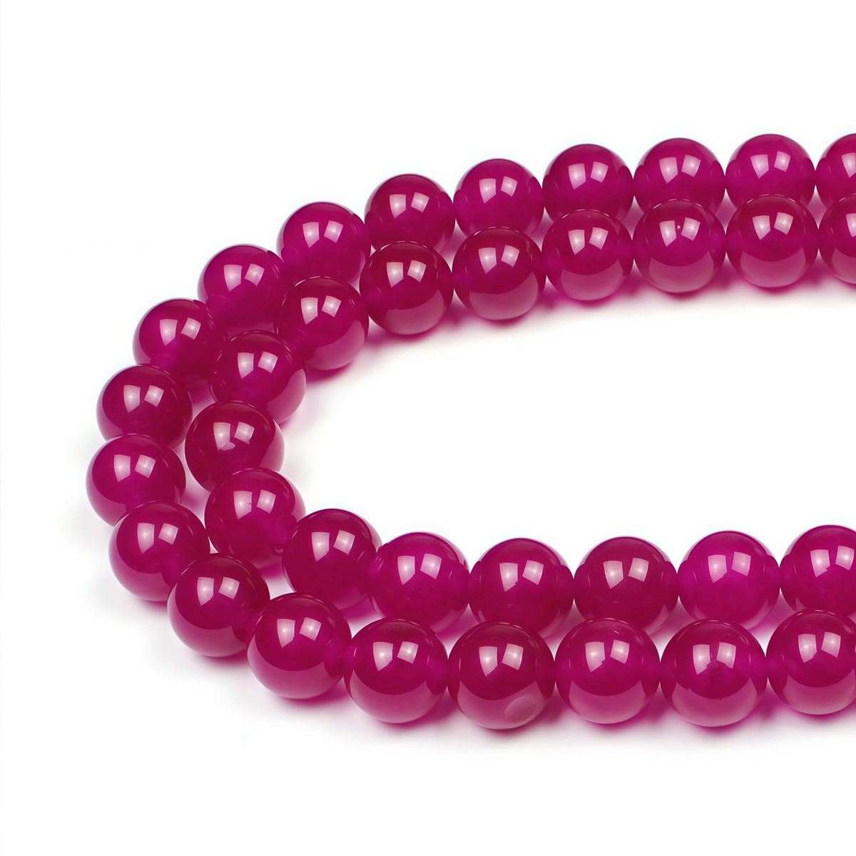 MJDCB Natural Rose Red Jade Round Loose Beads for Jewelry Making DIY Bracelet Necklac (12mm)
