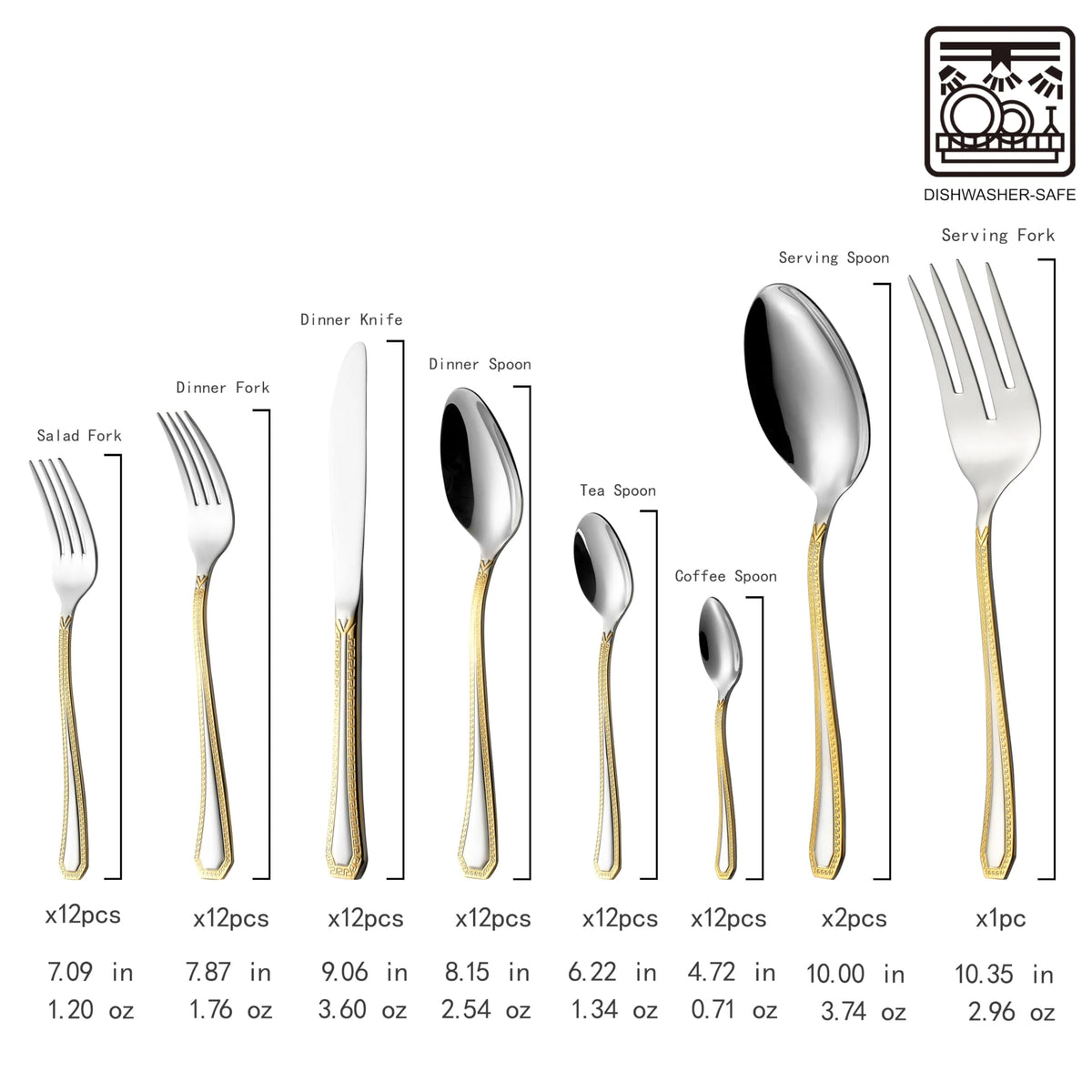 Venezia Collection 75-Pc Luxury Flatware Set for 12 w/Storage Case 24K Gold Premium Dining Cutlery Service - 18/10 Surgical Stainless Steel Silverware Hostess Serving Set in a Chest