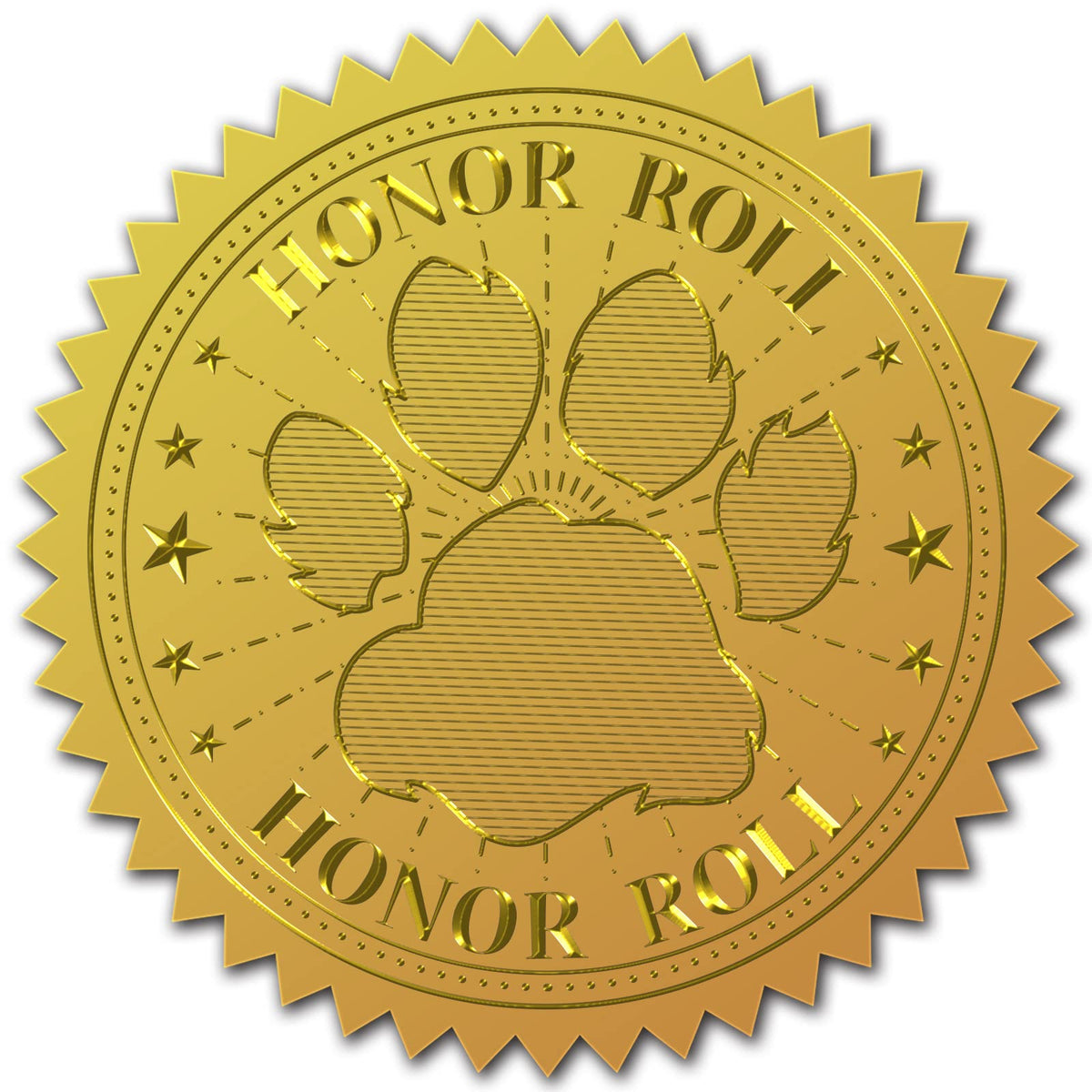 CRASPIRE 2" Gold Foil Sticker Honor Roll 100pcs Certificate Seals Gold Embossed Paw Print Round Embossed Foil Seal Stickers for Envelopes Invitation Card Diplomas Awards Graduation