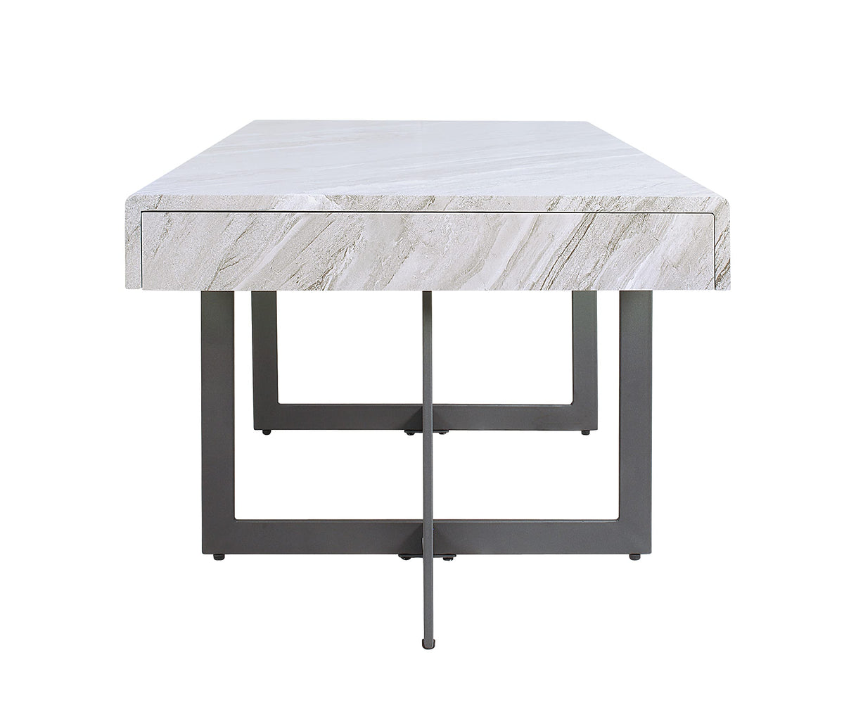 Furniture of America Willy Modern Storage Faux Marble Top 2-Piece Coffee and End Table Set for Living Room, Gray