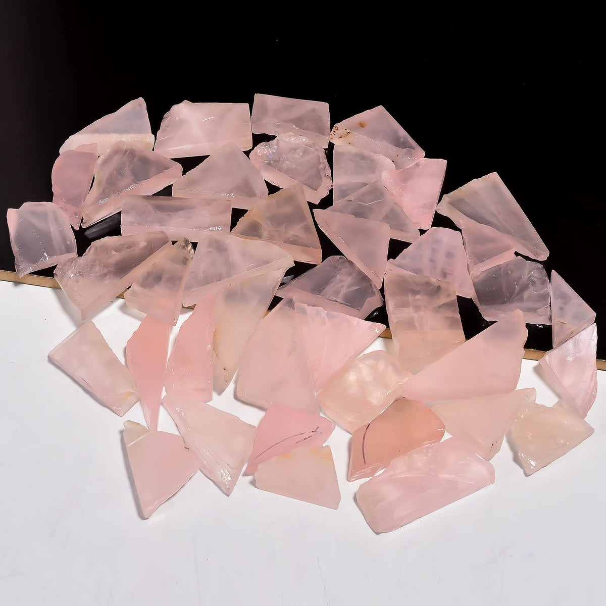 Natural Rose Quartz Raw Slice Gemstone- Healing Crystals for DIY Jewelry Making -Loose Natural Cabochon -Perfect for Crafting Unique Jewelry Designs (5 pcs, 25-35 mm)