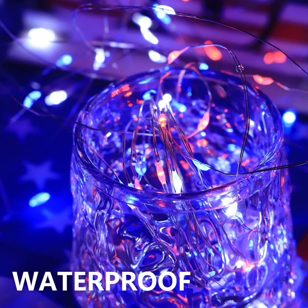 Curyidy 4th of July String Lights Independence Day Decorations, 4 Pack 100LED Copper Patriotic Lights Waterproof Fairy Lights for Fourth of July, Patriotic, Memorial Day Decor- Red White Blue