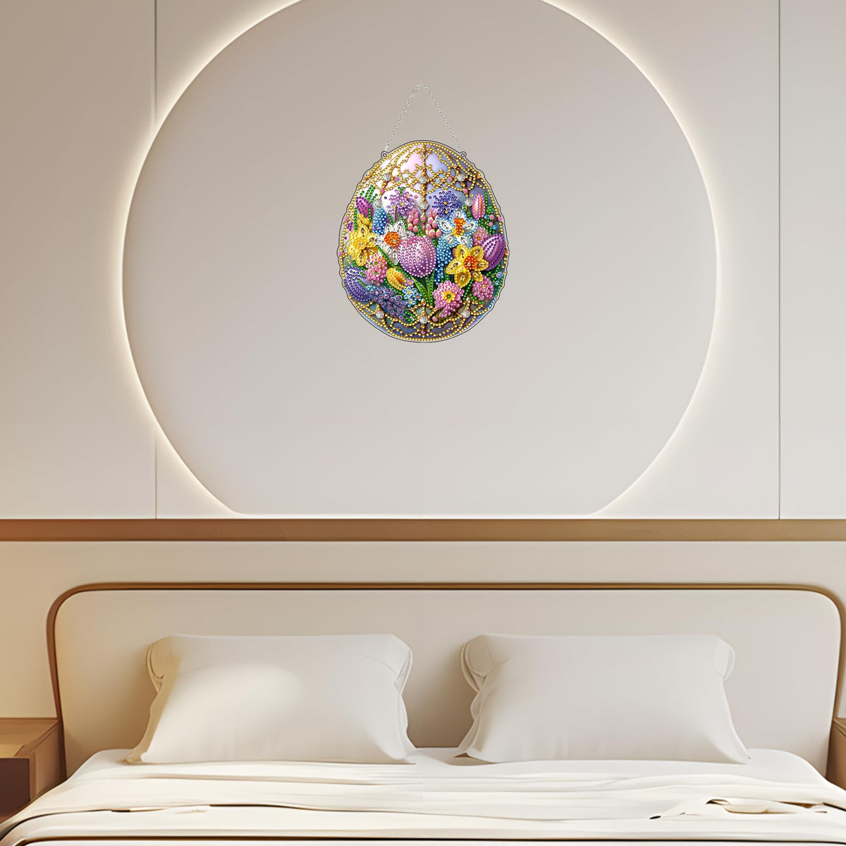 JJFox Easter Egg Flower Diamond Art Hanging Kit for Adult,Special Shaped Rhinestone,DIY Acrylic 5D Diamond Art Painting Window Pendants Home Garden Wall Hanging Kits Hanging Ornament,Double Sided