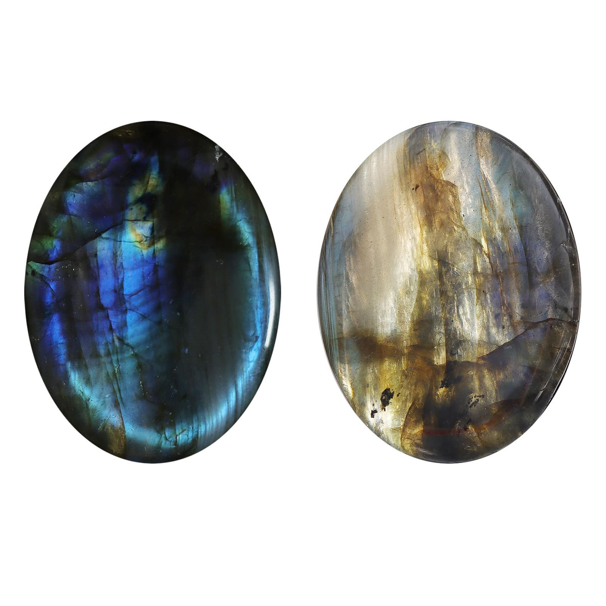 Chakra Worry Stones for Anxiety Crystal Thumb Palm Stone Handcarved Polished Oval Gemstone Chakra Decor Thoughtful Gifts 2PCS (Labradorite)