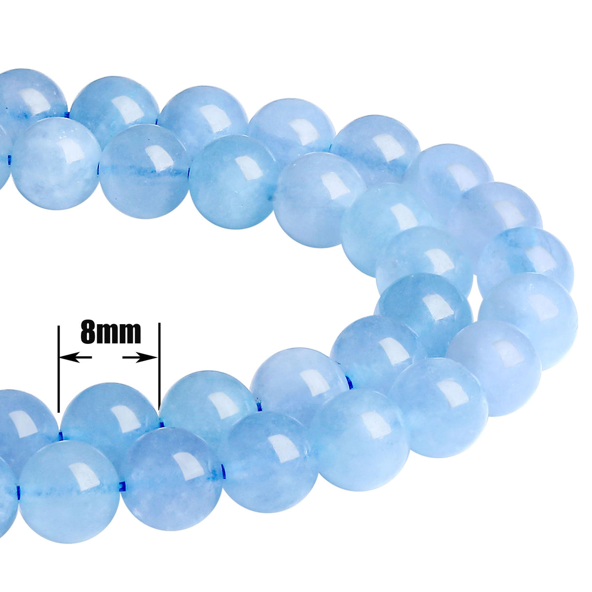 QINJIEJIE 100pcs Aquamarine Beads 8mm Round Loose Blue Crystal Beads for DIY Jewelry Making
