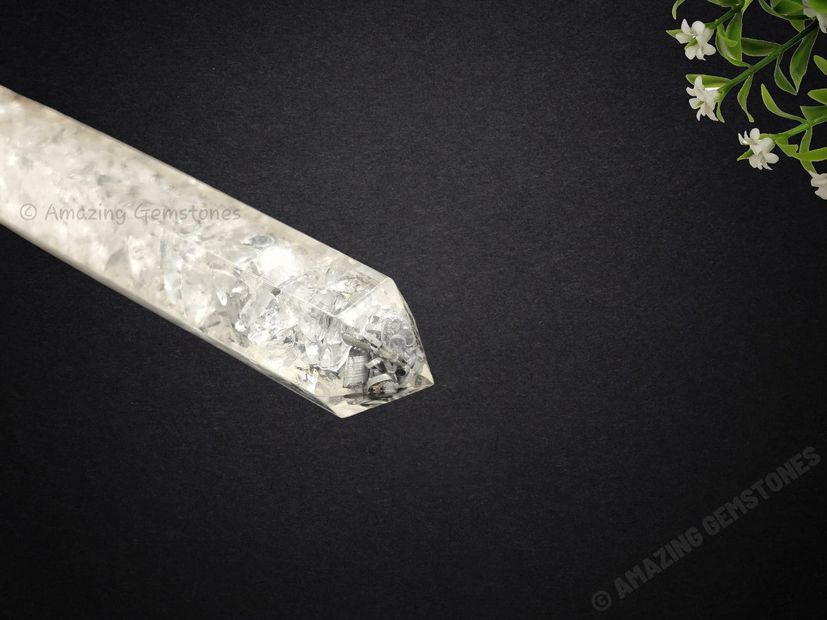 Amazing Gemstone Clear Quartz Crystal Orgonite Towers - Natural Healing Crystal Point Obelisk for Reiki Healing and Crystal Grid (4.5 Inch to 5 Inch, Pack of 1)