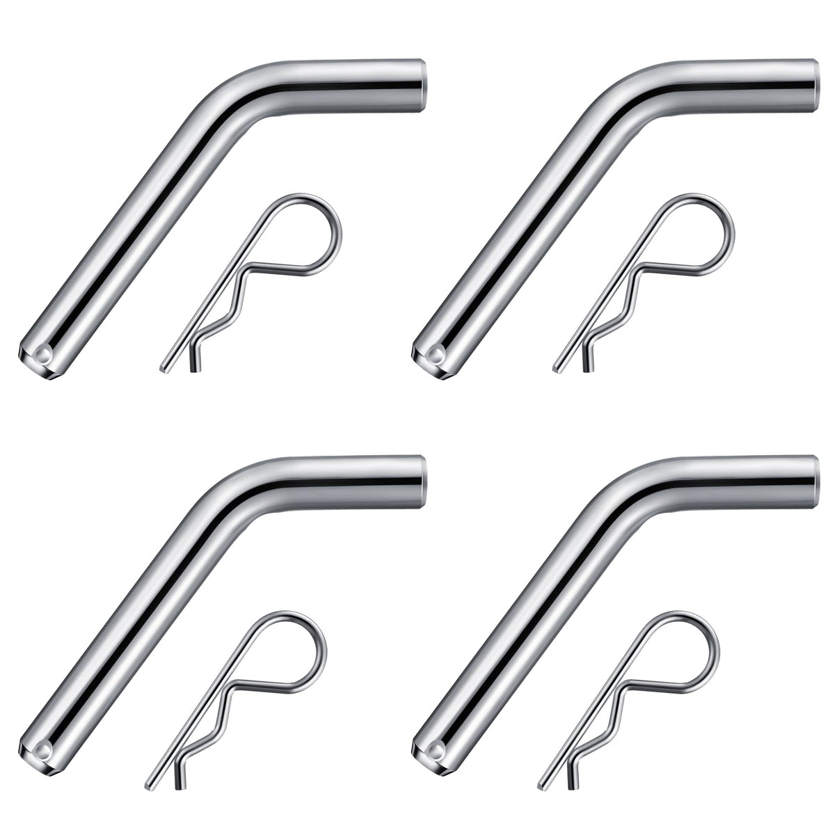 4 Set 5/8" Trailer Hitch Pin & Clip with Grooved Head, Heavy Duty Trailer Hitch Pin Fits 2" or 2.5" Receiver, Strong Spring R Clips Prevent Slipping, Suitable for Towing