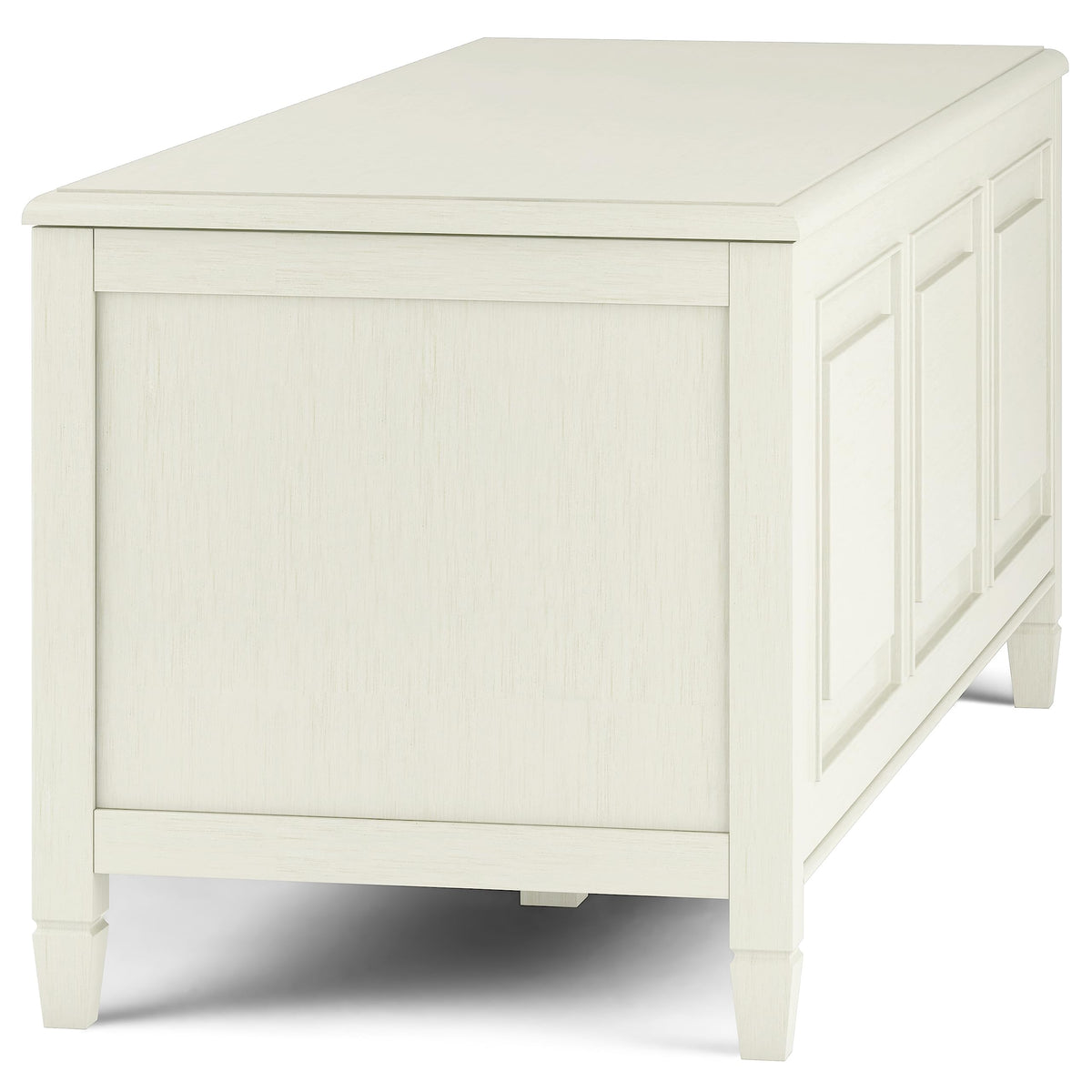 SIMPLIHOME Connaught Storage Bench - 51 inch Wide Solid Wood Trunk Bench in Antique White, Traditional Bench for Entryway with Lift-Up Lid and 3 Hidden Compartments