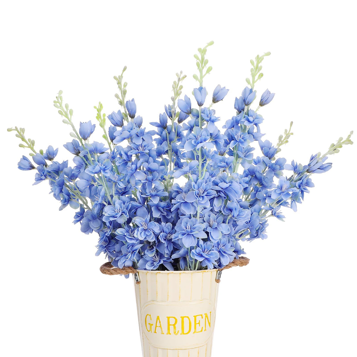 Ovveroche 10 Pcs Delphinium Artificial Flowers for Decoration, 33.86 Inch Long Stem Larkspur Fake Flowers Light Blue Faux Silk Bouquets for Tall Vase Wedding Home Decor Floral Arrangements(Dark Blue)