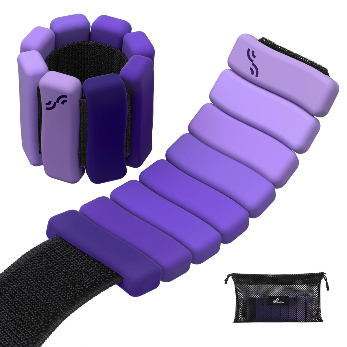 Sportneer Wrist & Ankle Weights for Women & Men Set of 2 (1LB/2LB Each) - Soft Silicone Arm & Leg Weights for Pilates, Yoga, Walking, Barre, Home Workout, Water Aerobics(Halo Violet, 1 LB x 2)