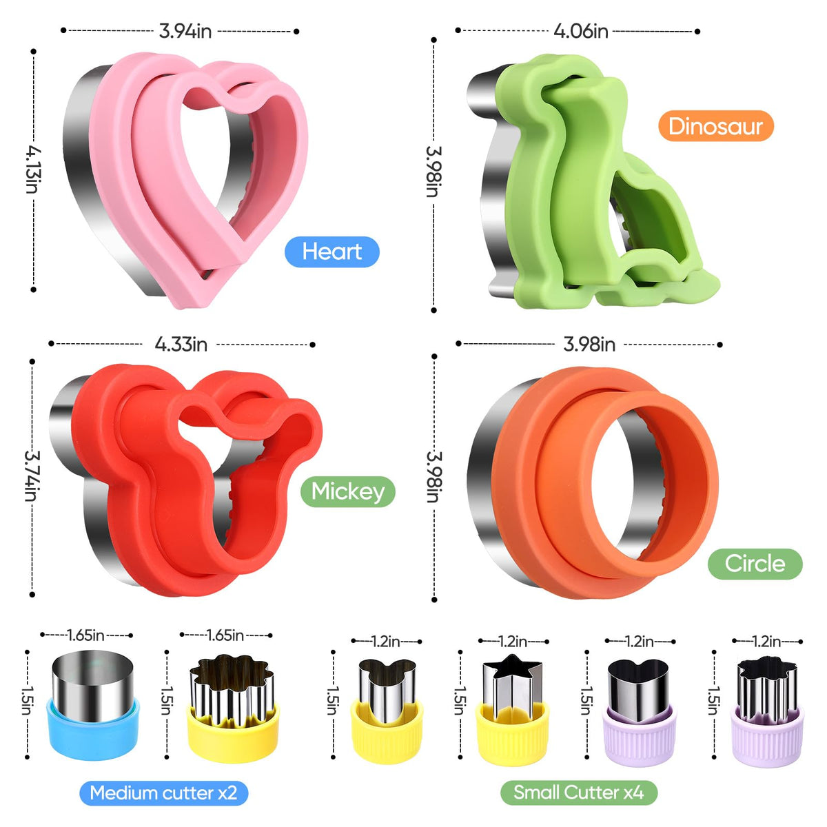 Sandwich Cutter and Sealer with Storage Case, Sandwich Maker, 24 Pcs Crustless Sandwich Cutters for Kids Lunch & Bento Box Accessories, Decruster Sandwich Maker Bread Cookie Cutters for Kids