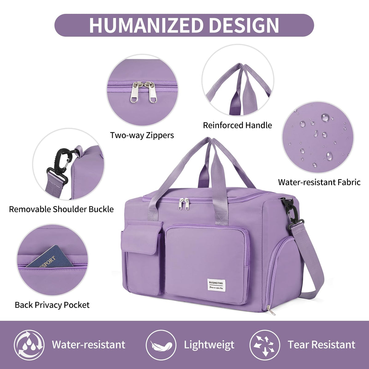 AMXNX Sports Gym Travel Duffel Bag For Women Shoes Compartment with Dry Wet Separated Pocket Weekender Bag Overnight Training