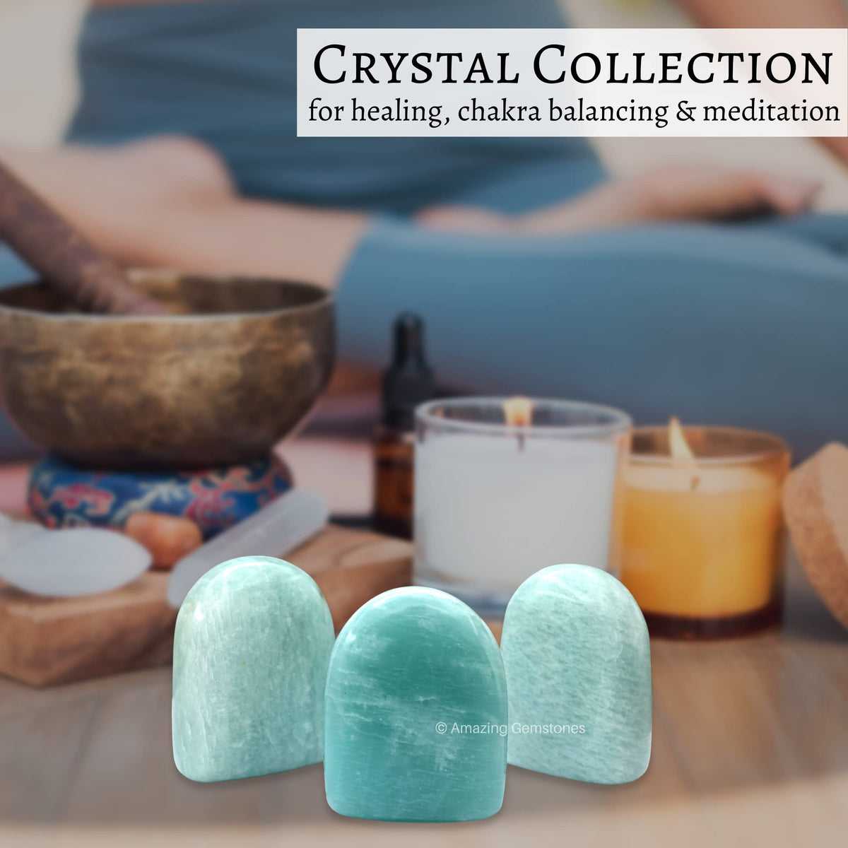 Amazing Gemstone Amazonite Crystal Standing Palm Stone - Amazonite Palm Stones and Crystals, A++ Grade Gemstones and Crystals - Healing Crystals and Healing Stones Office Home Decor Gifts