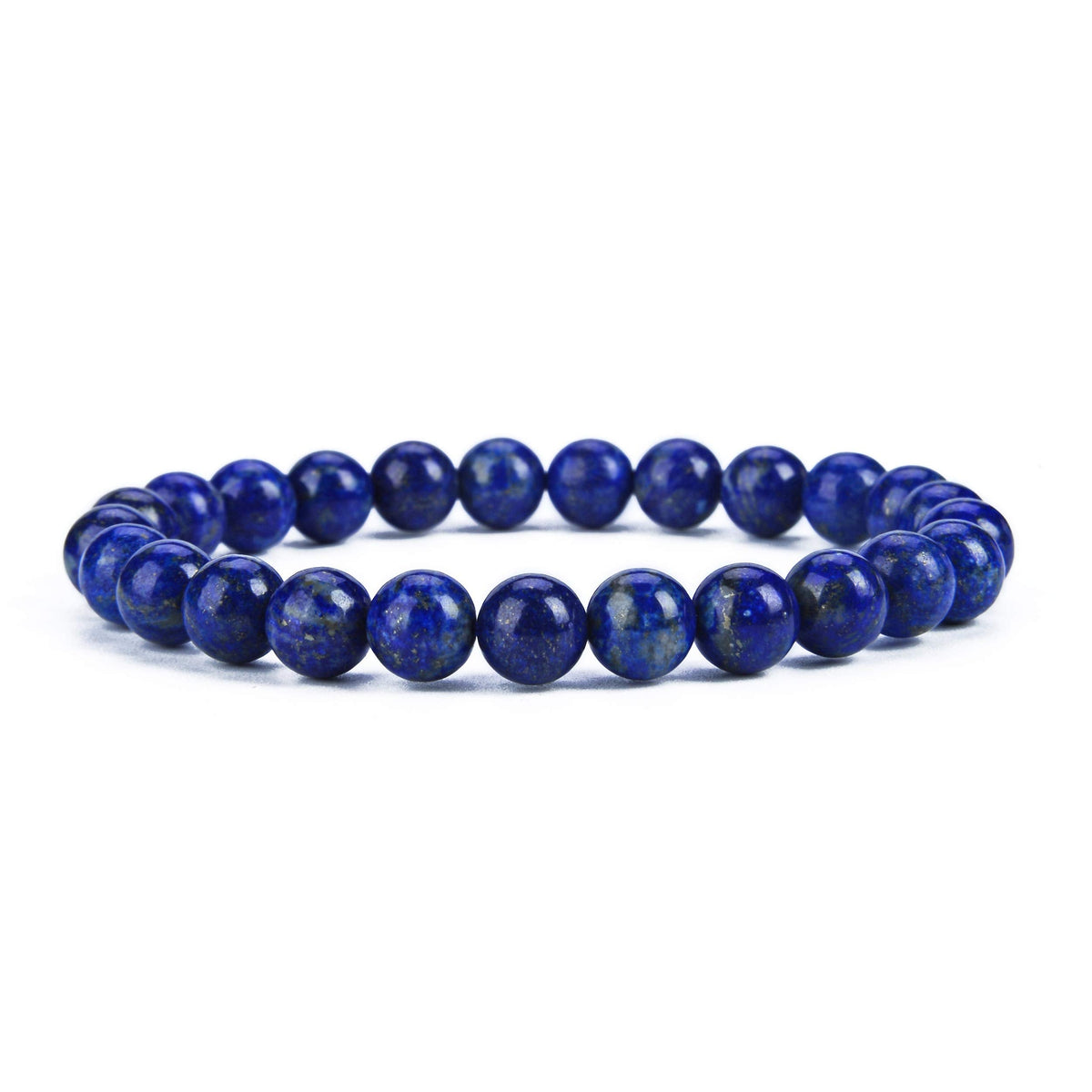 Cherry Tree Collection Blue Lapis Lazuli Beaded Bracelet – Genuine 8mm Gemstone Stretch Bracelet for Men & Women – Handmade Crystal Bracelet - (Blue Lapis Lazuli - L)