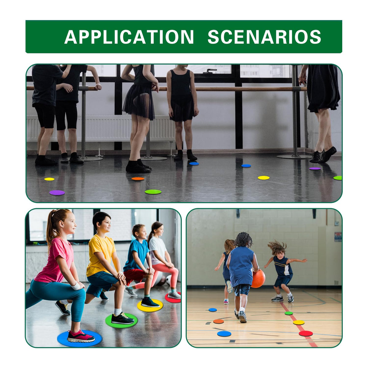 LZKIB 4 Inch 24 Pcs Poly Spot Markers Non-Slip Rubber Floor Dots for Gym, Flat Cones Agility Markers Poly Dots for Gym Floor Sports Soccer Basketball Speed Agility Training Dance Classroom