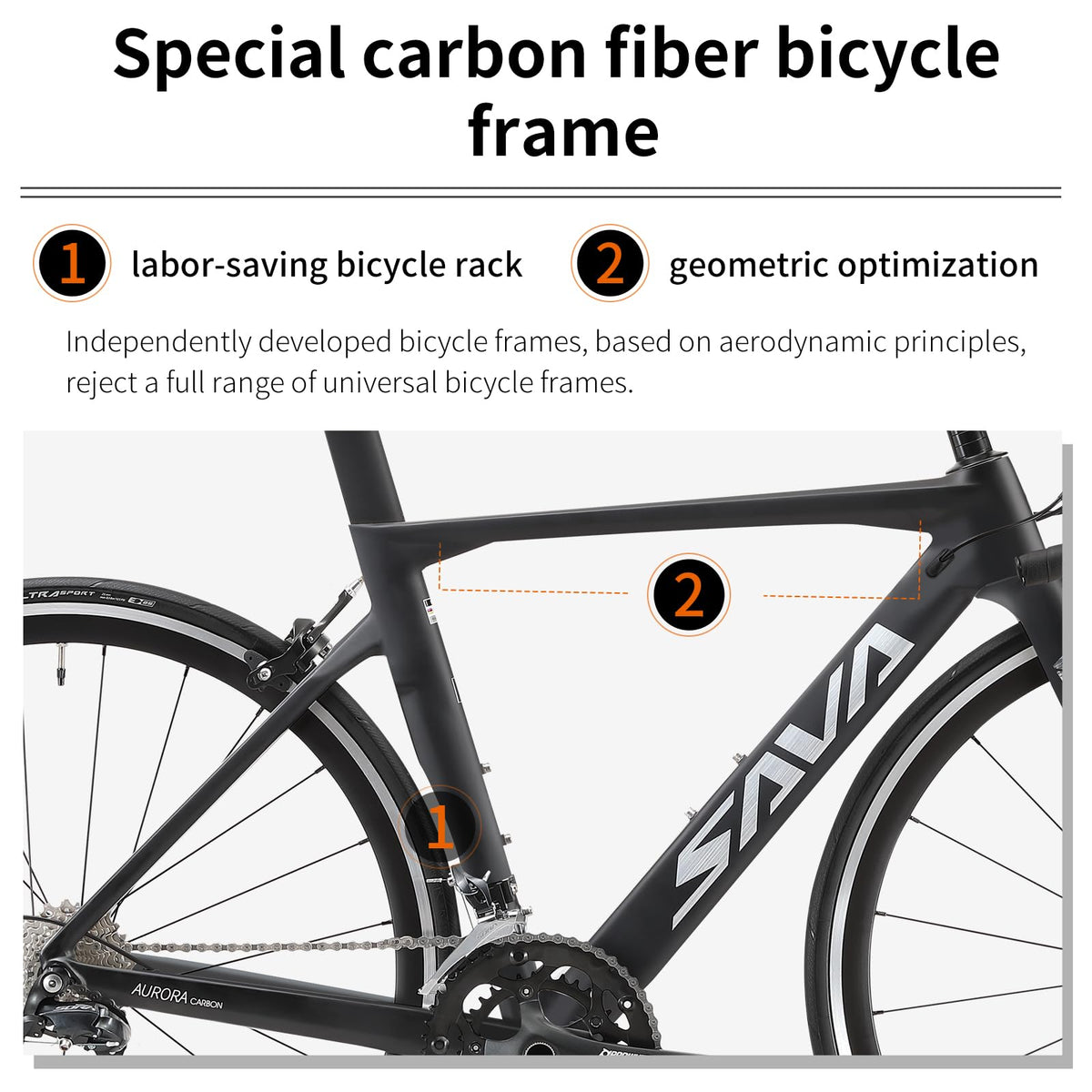 SAVADECK Carbon Road Bike with Shimano SORA R3000 18 Speed Derailleur System,Racing Bicycle with Carbon Fiber Frame Carbon Fork and Double V Brake for Adult.(Black 56cm)