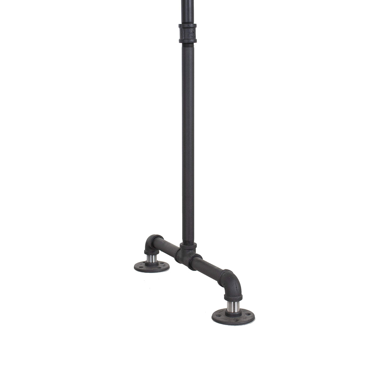 William Roberts Vintage Industrial Pipe Clothing Rack with Solid Wood Top Shelf, Black, 43" W x 64" H x 17" D