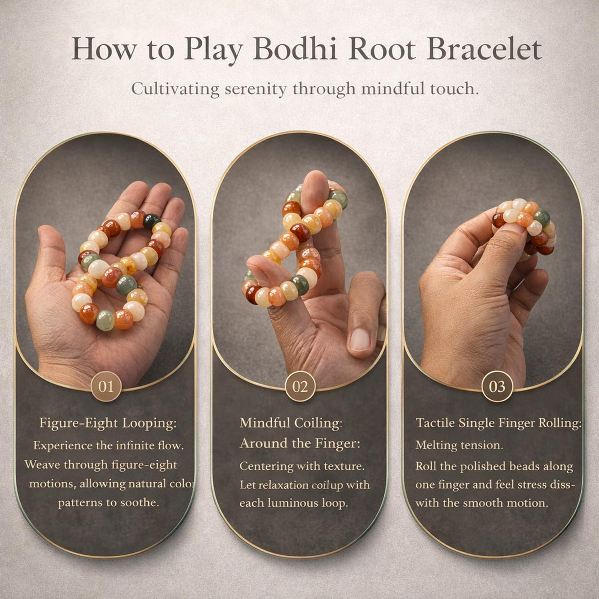 Zaquki Fidget Bracelet Natural Bodhi Beaded Bracelets Anxiety Relief Items Healing Energy Protection Stretch Bracelet Spiritual Jewelry Gift for Women Men