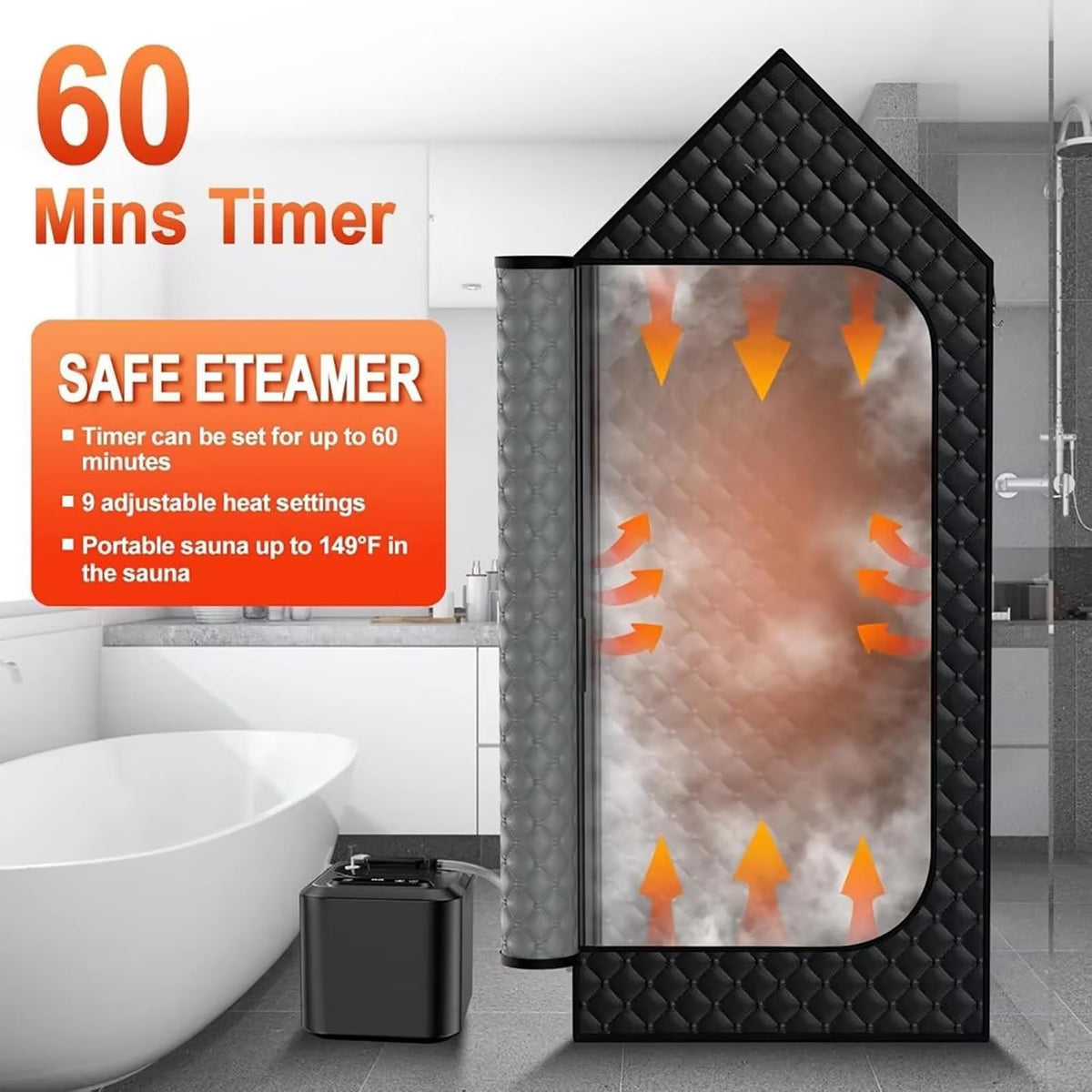YXKJZHF Portable Sauna Box for Home Spa Full Body, Personal Steam Sauna Tent Steam Room with 3L Steamer, 1000W, 110V