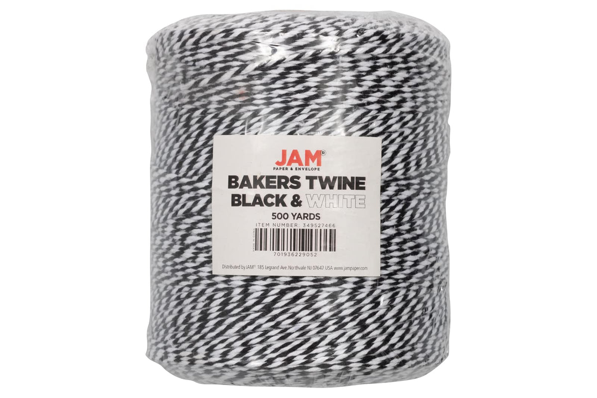 JAM PAPER Twine - Black & White Baker's Twine - 500 Yards - Sold Individually