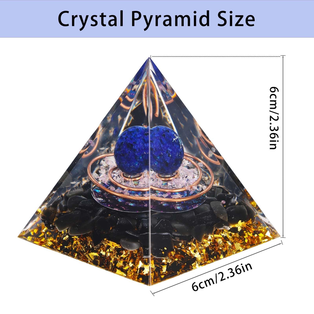 Crystal Pyramid, Lapis Lazuli & Obsidian Healing Crystal Pyramid Porstive Energy Generator, Natural Crystals Energy Pyramid for Attract Wealth Success and Lucky