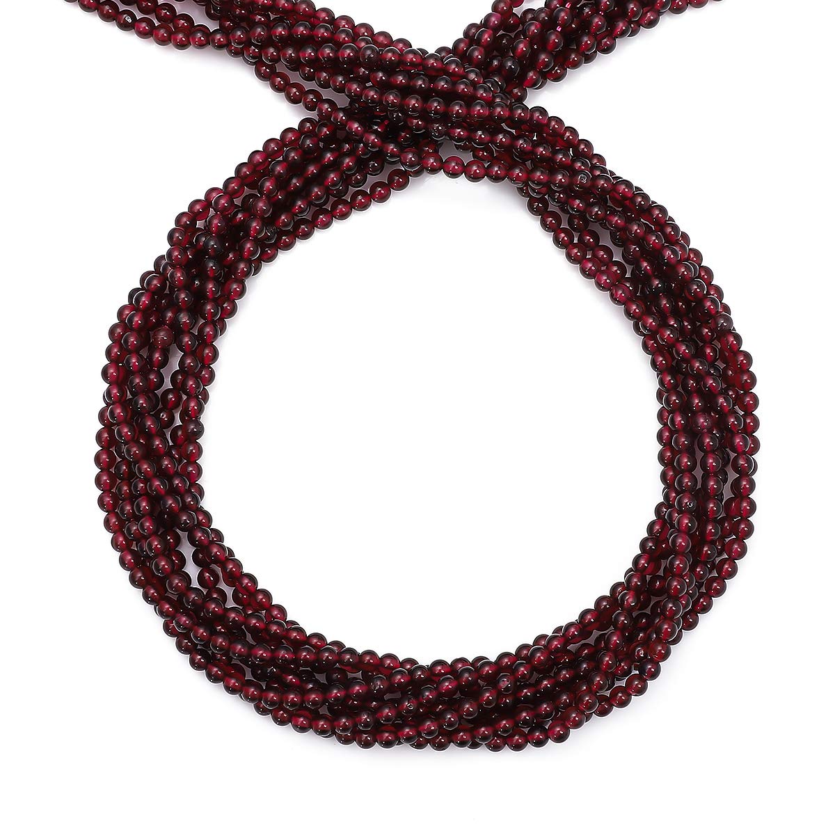 BEADIA Natural Garnet Stone Round Loose Semi Gemstone Beads for Jewelry Making 3-3.5mm 38cm/Strand
