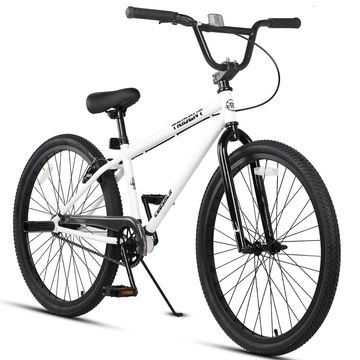 cubsala 24 Inch BMX Race Bike Trident Bicycles Beginner-Level to Advanced Riders with 2 Pegs Trick Cycling and Professional Riding, White