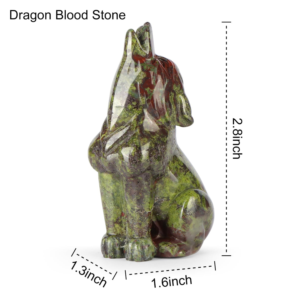 Artistone Dragon Bloodstone Wolf Statue 3 inches Howling Wolves Figurine Ornament for Home Decor Healing Crystal Animal Sculpture with Gift Box