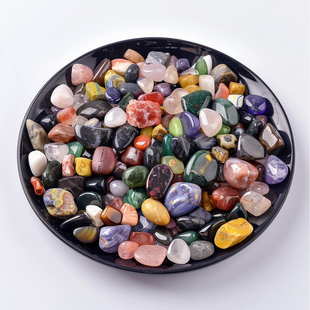 SigMntun Polished Mixed Crystal Chips 200 Pcs - 0.3" Tumbled Stone Chips Crushed Sea Glass Stones Healing Reiki Crystal Making Home Decoration