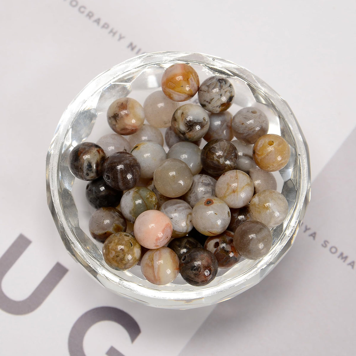 48Pcs 8mm Tree Agate Natural Round Loose Real Stone Beads Gemstone Genuine for DIY Hand Made Craft Jewelry Bracelet Earring Necklace String Making Energy Healing Power