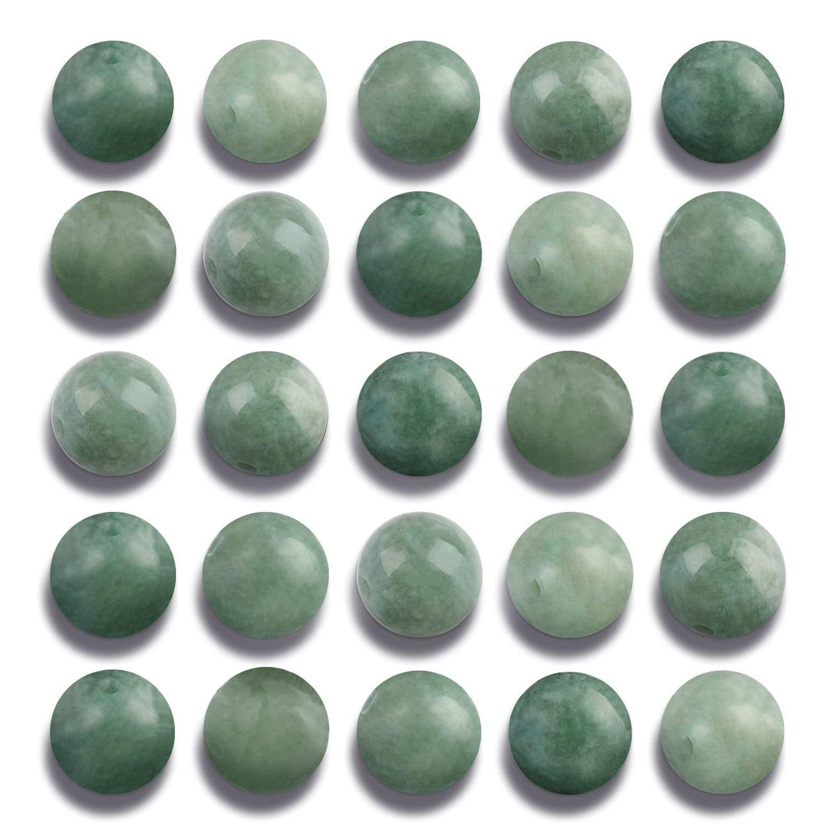 NITOPUPU 100Pcs 10mm Natural Smooth Burmese Jade Beads Round Loose Gemstone Stone Beads for Jewerly Making with Crystal Stretch Cord