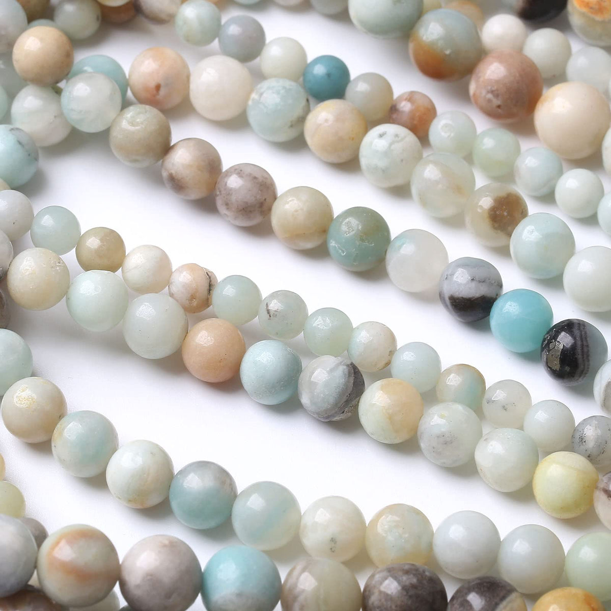 32PCS 12MM Natural Amazonite Beads Round Loose Stone Beads for Jewelry Making DIY Energy Stone Healing Power Bracelet 15"