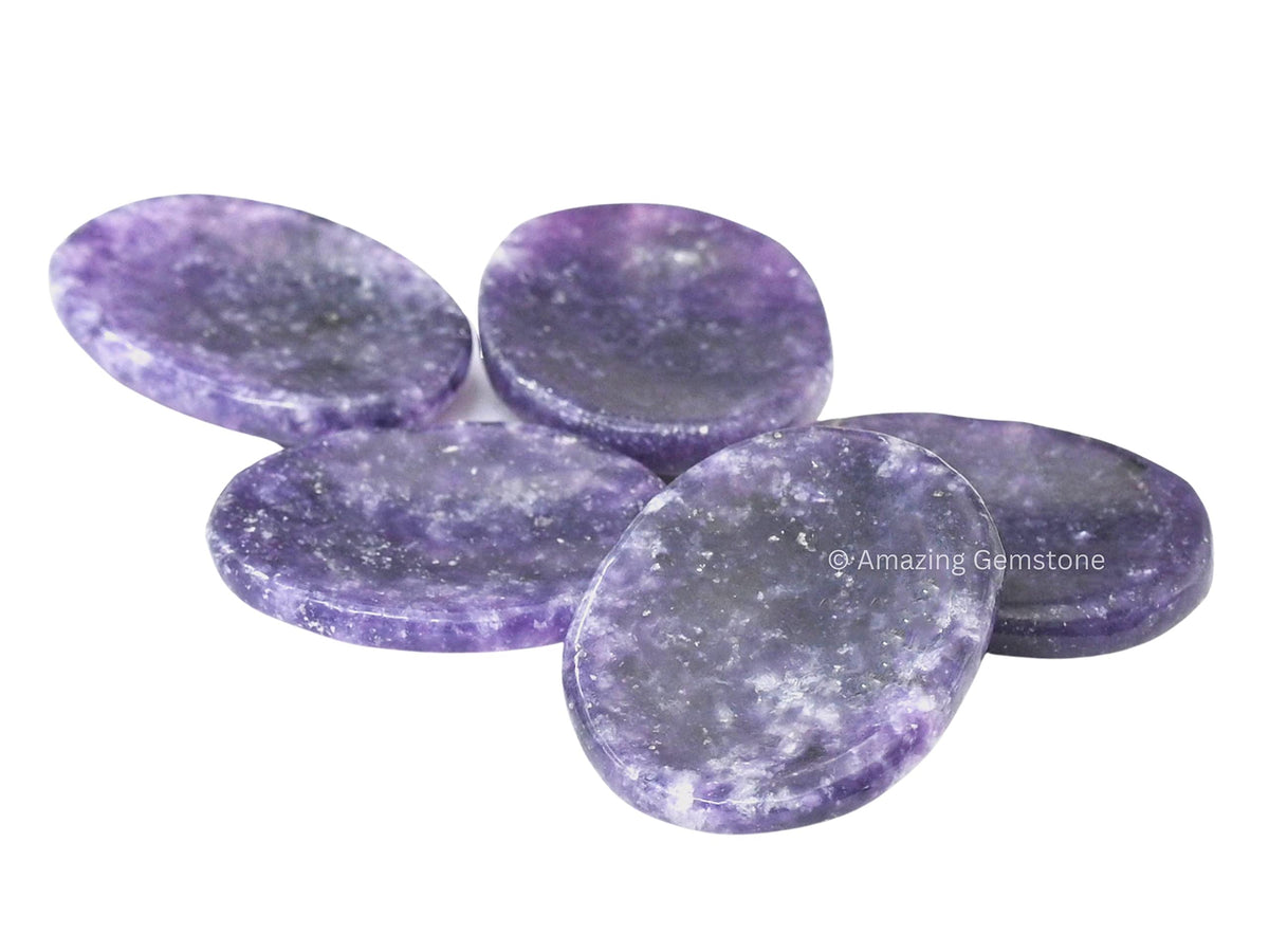 Amazing Gemstone Lepidolite Worry Stone Crystals and Healing Stones - Worry Stones for Stress Relief Gifts - Piedra Crystal Fidget for Meditation, Calming, Relaxation -