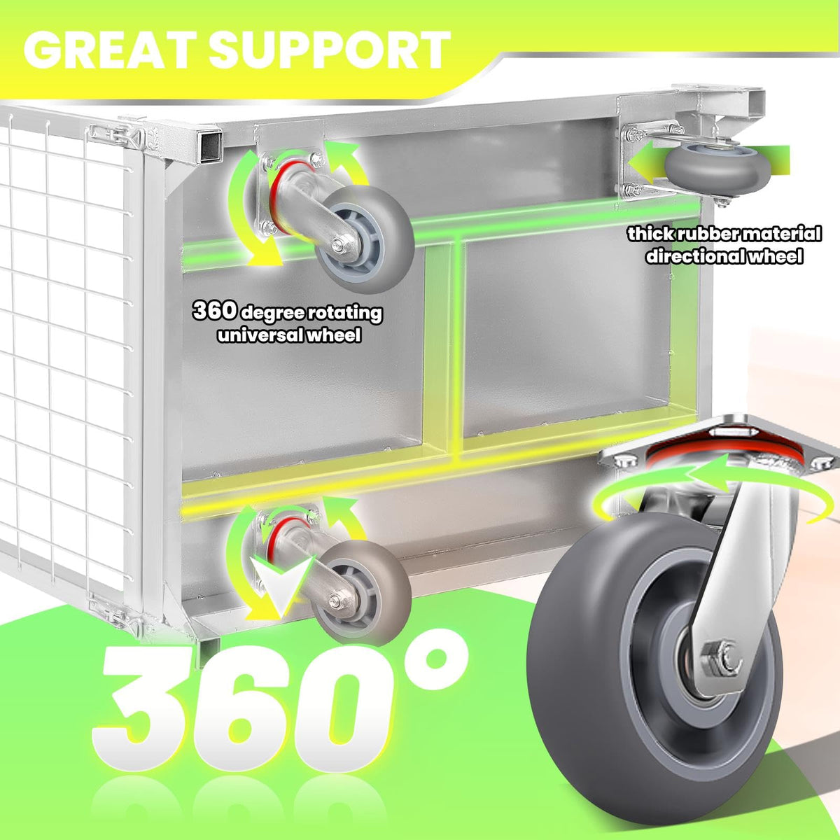 2200LBS Capacity Reinforced Flatbed Truck for Warehouses, Heavy-Duty Platform Truck Cart with Cage, Maneuverable Platform Trucks with 360° Wheels, Versatile Platform Truck for Home & Business.