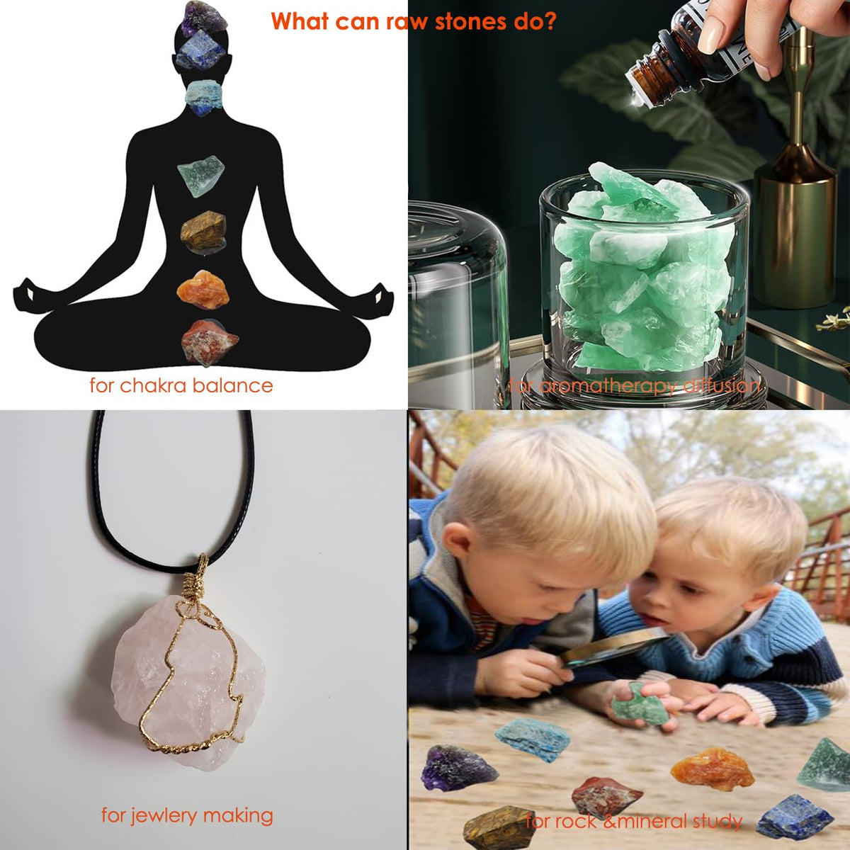 7Pcs Energy Crystals for Beginners Raw Crystals Set of Clear Quartz,Lapis Lazuli,Sunstone,Amazonite,Black Obsidian,Amethyst,Citrine,Rose Quartz (Crystals for Beginners)