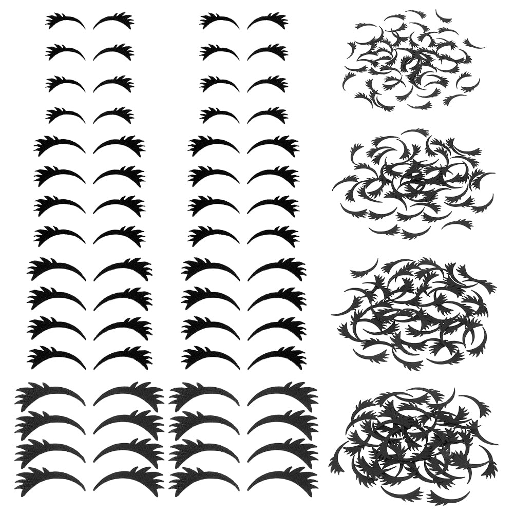 FINGERINSPIRE 400 Pairs Felt Eyelashes for Dolls 4 Sizes Crochet Eyes Supplies Classic Black Eyelashes Applique Patches for Plush Dolls Making Decorative Felt Embellishment for DIY Crafts Project