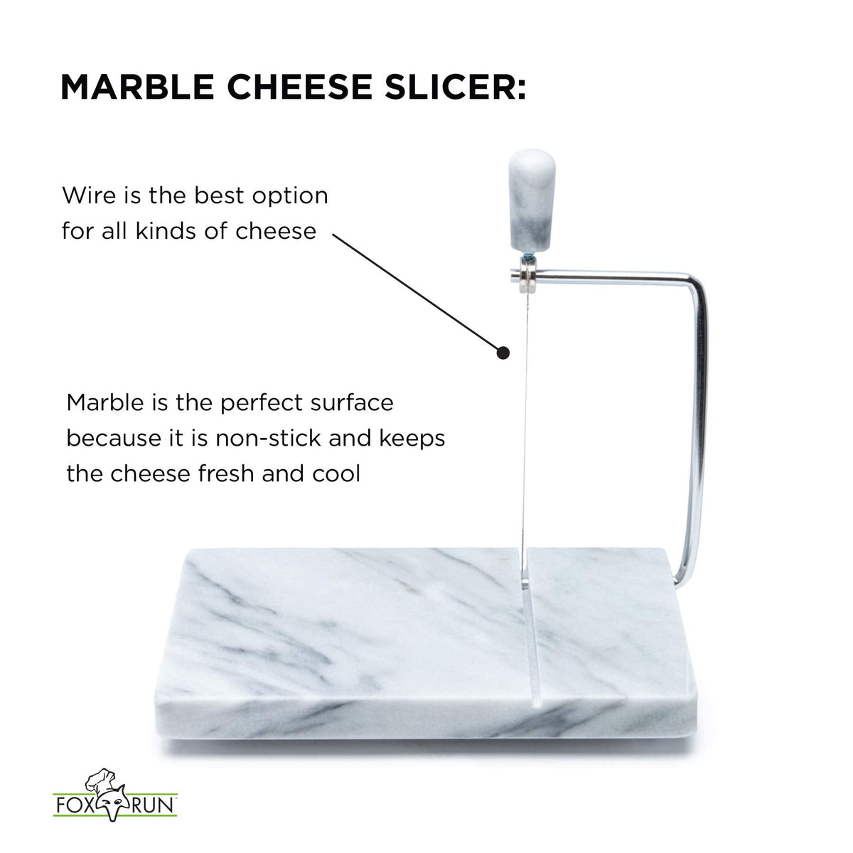 Fox Run Marble Cheese Slicer, White, 1 Replacement Wire, 3841COM