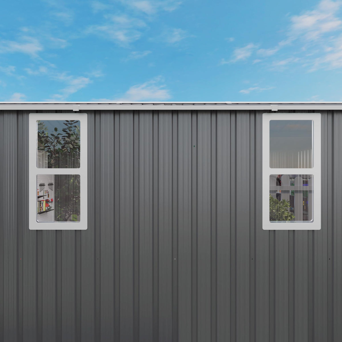 Vigo huseeo 10x12x6.7FT Outdoor Storage Shed, Galvanized Steel Garden Shed with Lockable Door & Window, Waterproof Metal Tool Storage for Garden, Backyard, Patio, Lawn