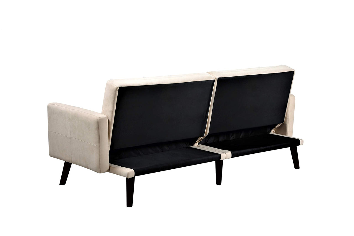 Container Furniture Direct Hasan Fabric Upholstered Living Room Tufted Sleeper Sofa, 79", Full, Beige