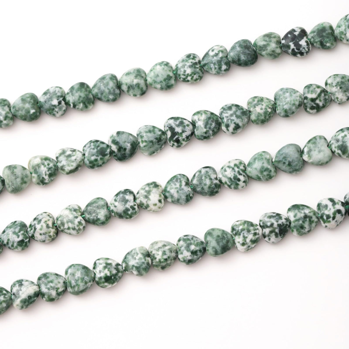 Natural Heart Shaped Green White Sodalite Stone Beads 10mm Loose Crystal Healing Beads for DIY Necklace Bracelet Making Gemstone Craft Supplies