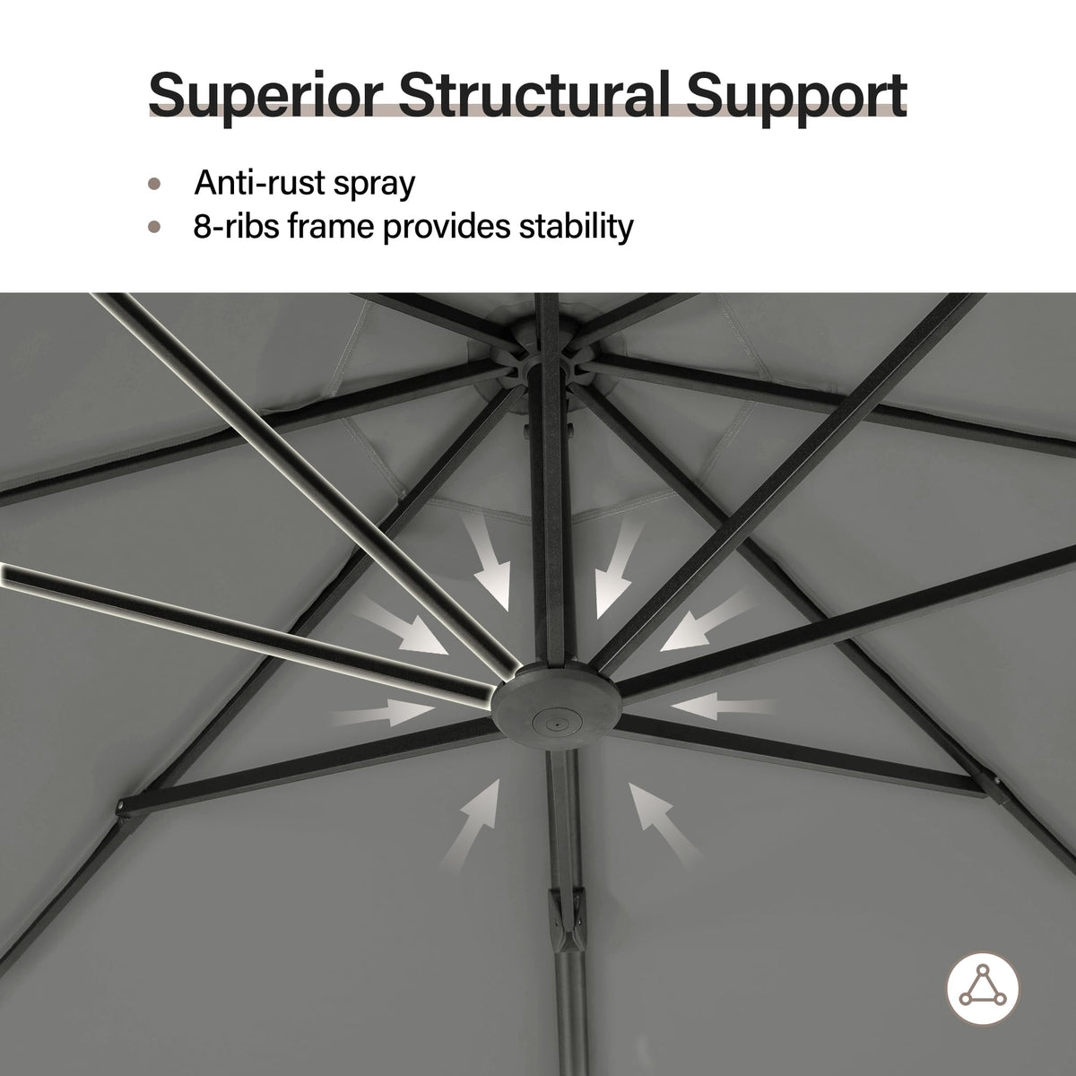 LAUSAINT HOME Outdoor Patio Umbrella with Base included, 12 FT Deluxe Curvy Cantilever Umbrella Heavy Duty Offset Hanging Umbrella with 360° Rotation for Market, Pool, Garden, Backyard, Deck (Grey)