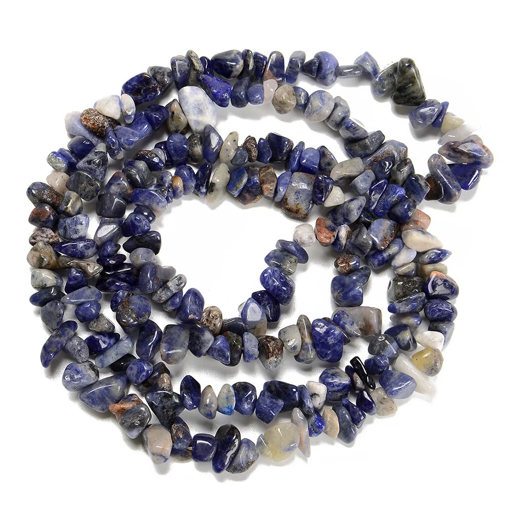 jodaying 7-8mm Natural Blue Sodalite Gemstone Chips Healing Gravel Bracelets Necklace Kit Irregular Tumble Stone Beads DIY Crafts Design Jewelry Making 32"